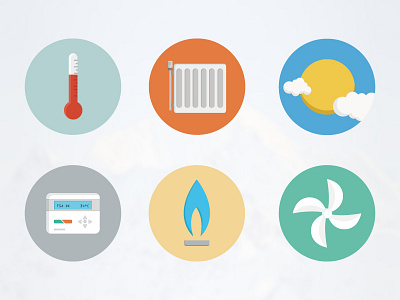 Icon Study - HVAC controller fan flat gas heating icon sun temperature