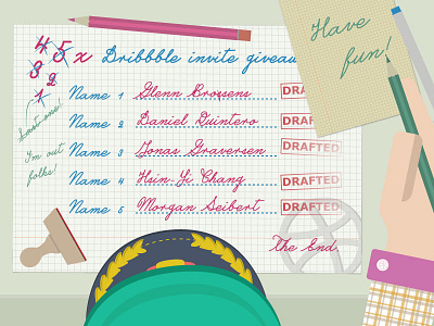 And... I'm out of ammo! desk draft dribbble dribbble invites giveaway illustrator invite prospect ticket vector winner