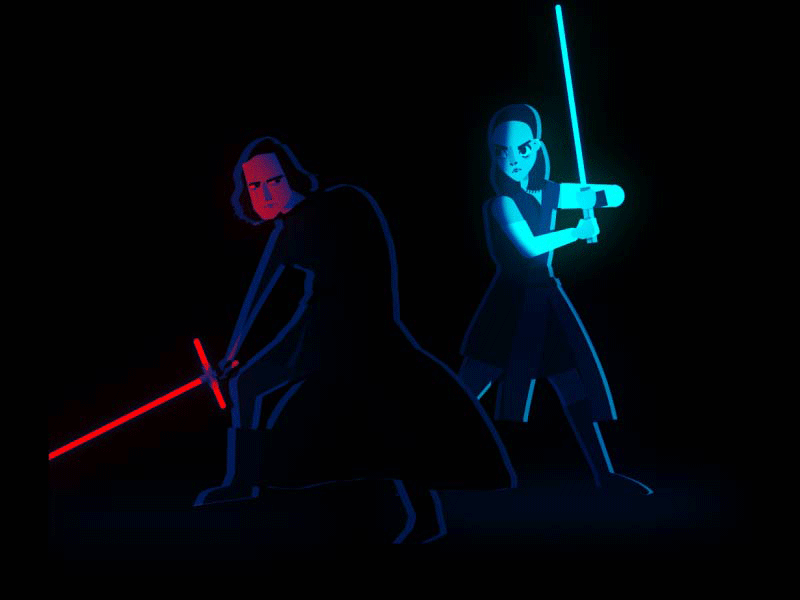 Dark and Light after effects animation character animation dark side force jedi kylo kylo ren motion design motion graphics rey starwars