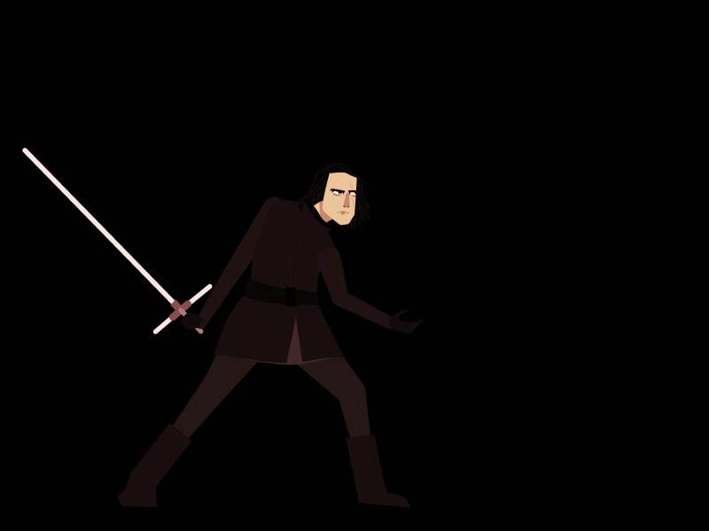 Kylo ren action animation character animation character design design jedi kylo ren motion design rey star wars