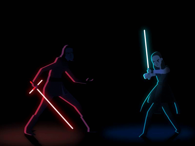 Kylo ren and Rey fight scene animation character animation character design design jedi kylo ren motion design rey star wars