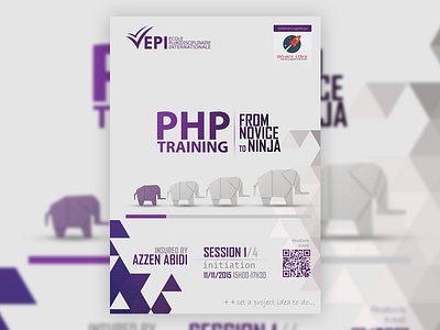 Flyer : PHP training - session 1/4 design graphic design