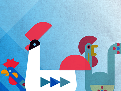 Plenty of roosters in the coop character design illustration