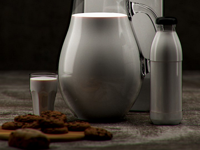 Still life artwork 3d artwork blender cookies milk render still life