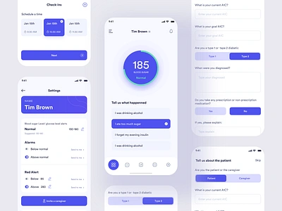 Diabetes App app design appointments blood clean app design diabetes app doctor dribbble best shot hospital ios app design light version medical mobile app design online app patients pharmaceutical sugar ui user interface design