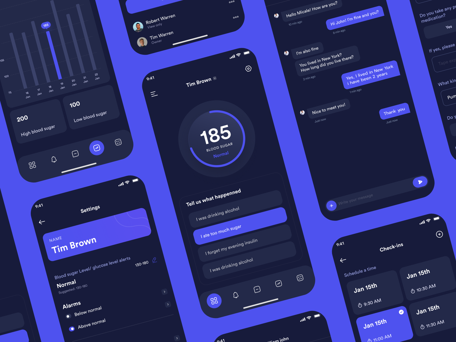 Diabetes App (Dark version) by Jahidul Islam on Dribbble