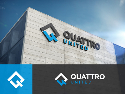 Quattro United Logo design four icon identity logo minimal q4 quattro united