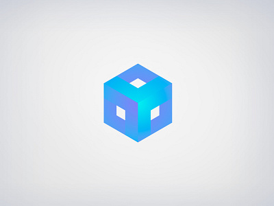 Cube logo abstract blue cube design designer geometric graphic logo