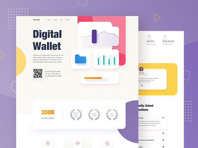 Mobile App Landing 2020 app landing colorful landing landing page minimal mobile landing qrcode template testimonial trending uidesign wallet app web web mockup