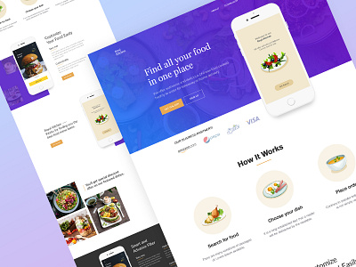 App Landing app branding colorful creative design design food homepage illustration landing page minimal mockup ui uiux vector website