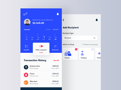 Smart Mobile Banking App 2019 trends appdesign banking app ios native app smart app trendy ui ux