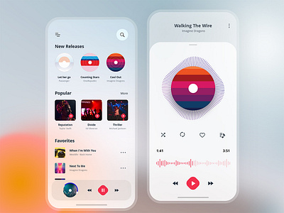 Music App UI(Light Version) 2019 trend 2020 app design app mockup app ui colorful ios app minimal music ui typography ui design