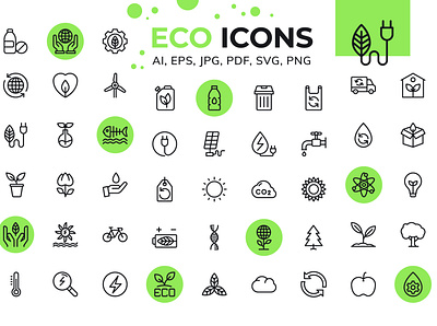 ECO Line Icon set Premium$$ alternative bundle co2 eco energy ecological ecology environmental greenery icon line natural