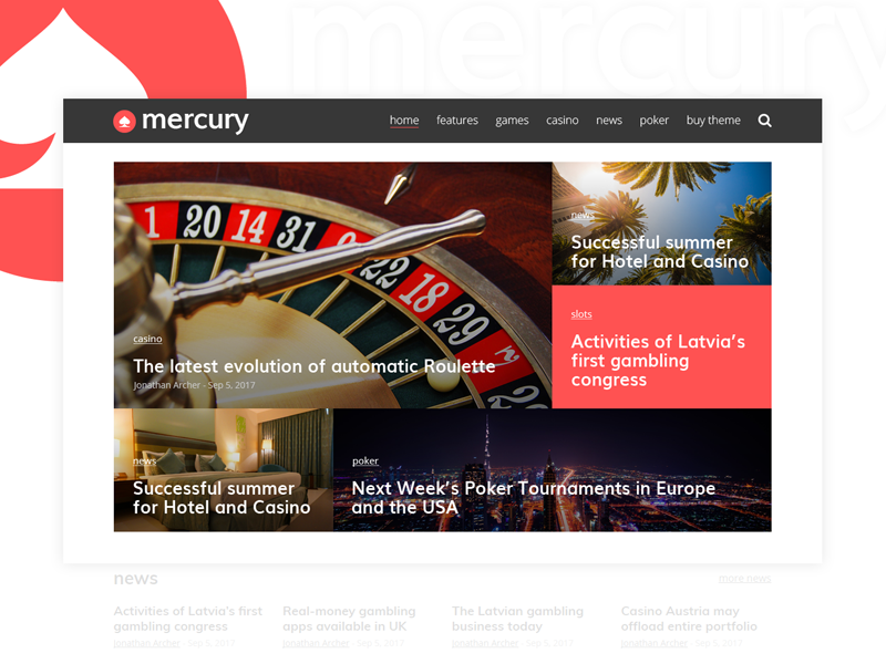 Mercury - WordPress Theme gambling theme magazine newspaper news casino wordpress mercury