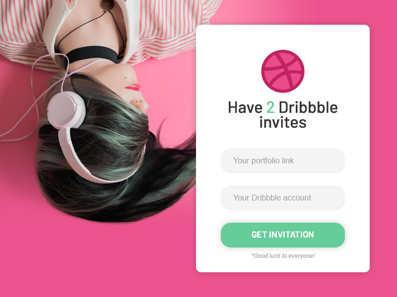 2 dribbble Invites pink invitation two invite dribbble