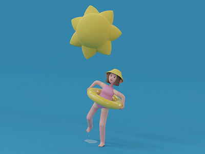 Sunny day 3d 3dcharacter 3dmodeling blender blendermodeling character cycles sun tan weather
