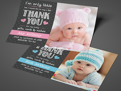 Baby Thank You Cards baby card flyer graphic design pattern postcard print print design