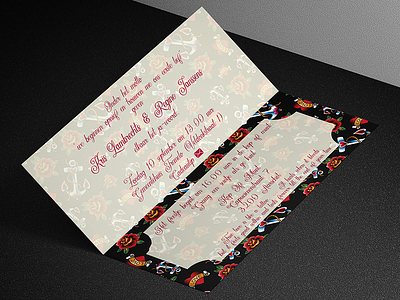 Wedding Invitation dark invitation print rock roses tatoo wedding