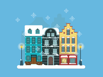 Winter Town christmas holidays illustration vector winter