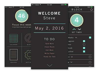 Focus App Concept app design applications focus ui design user interface ux design