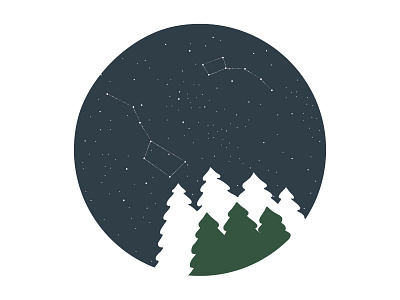 Less Is More 2 color big dipper illustration stars trees