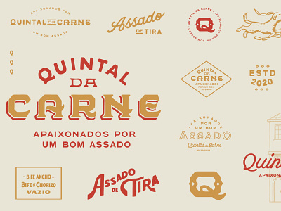 Quintal da Carne branding brandsystem design illustration lettering logo