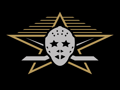 NHL 2017 All-Star Iconography all star black california goalie gold helmet hockey hockey sticks hollywood los angeles silver star