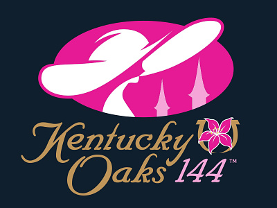 Kentucky Oaks 144 Event Mark hat horse horseshoe kentucky lily louisville oaks oval pink racing script woman