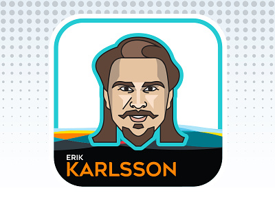 NHL All-Star Emoji Series - Erik Karlsson all star athlete avatar beard california cartoon character emoji face hair hockey illustration nhl player san jose sharks sports teal