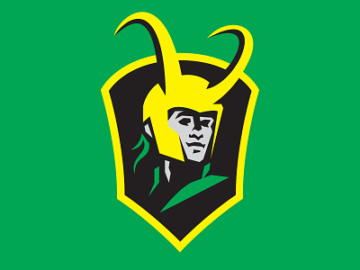 Loki Marvel Badge asgard avengers avengersendgame badge black endgame green hair helmet horns icon loki marvel marvelcomics minimal ragnarok shield yellow