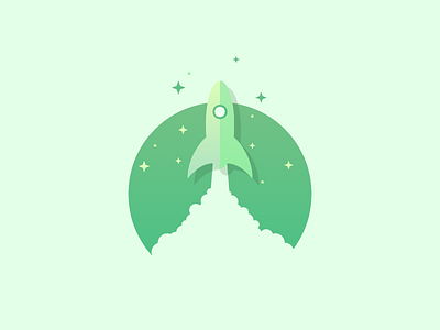 Atmospheric Breakthrough green minimalist rocket ship space