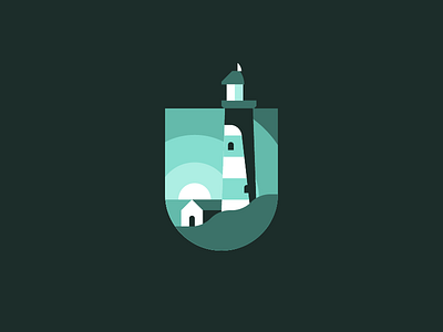 Lighthouse badge beach coast flat house illustration light lighthouse