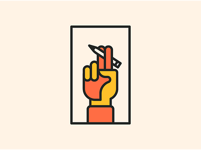 Retro Hand Logo colorful design flat illustration logo minimalist retro