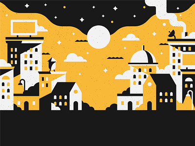 Day to Night city design flat illustration minimalist town vector