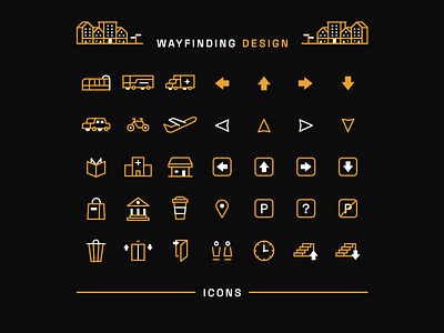 Wayfinding / Navigation Icon Set city design icon set icons logo minimalist navigation wayfinding