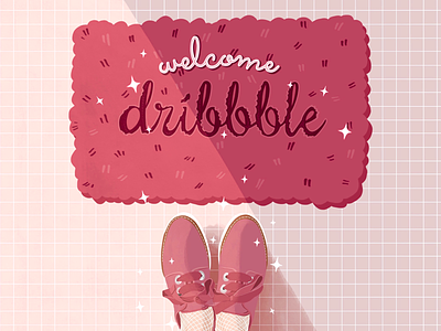 Hello dribbble! design dribbble graphic design hello illustration pink shoes
