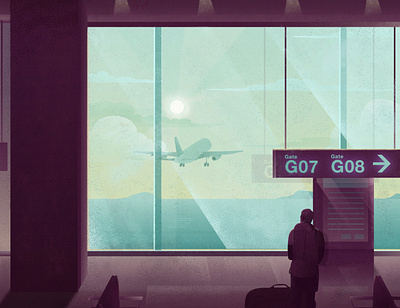 G 36days 36days adobe 36daysoftype 36daysoftype g airplane airport airport gate clouds departure digital illustration illustration letter takeoff texture travel waiting