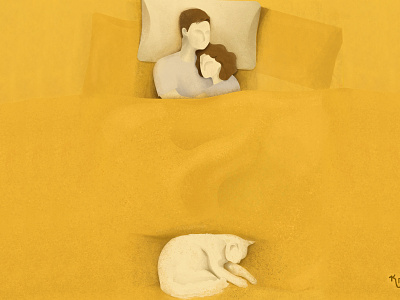 H 36dayoftype 36daysoftype h bedroom couple couplegoals happiness home illustration morning sleeping bag texture