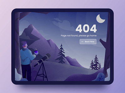 404 Page Not found 404 camp camper camping design error page gradient illustration jungle landcsape mountain nature night page not found problem page purple tree ui vector webdesign