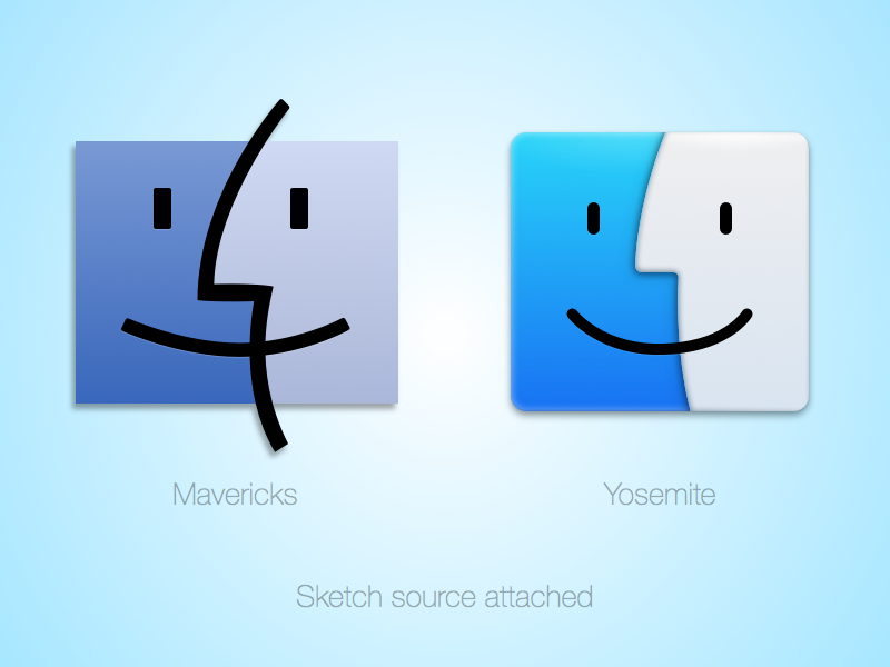 Mavericks vs Yosemite mavericks yosemite finder icon macosx 10.10 sketch source macos