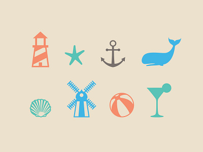 Long Island Beach Icons beach design icons illustration long island ocean sea