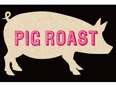 Pig Roast Postcard Front design illustration pork postcard