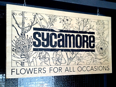 Sycamore – Wooden Sign design illustration signage silk screen typography