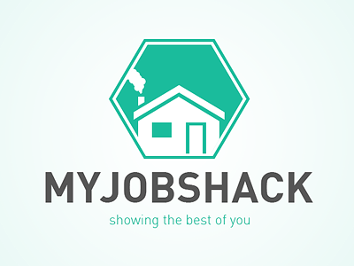 Logo Concept badge branding emblem green hexagon job logo shack