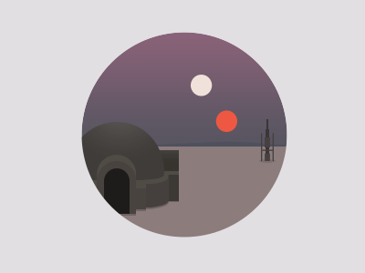 Star Wars desert horizon icon illustration landscape shape star wars sun sunset