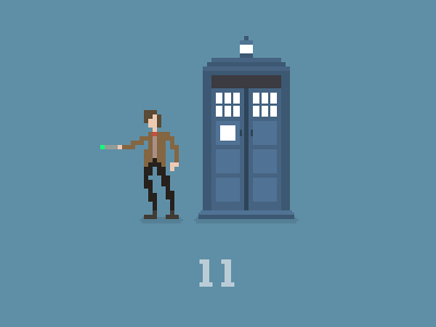 The 11th Doctor 8 bit art doctor who game illustration matt smith pixel