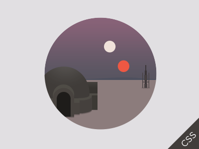 Star Wars CSS3 css css3 desert icon illustration landscape shape star wars sun