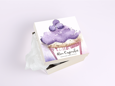 Alice Cupcakes Box branding design drawing graphic logo