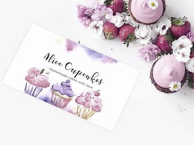Business Card Alice Cupcakes branding business card design drawing graphic logo