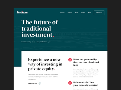 Traditum Website branding design homepage illustration investments marketing website rebrand ui ux uxui web web design webflow website